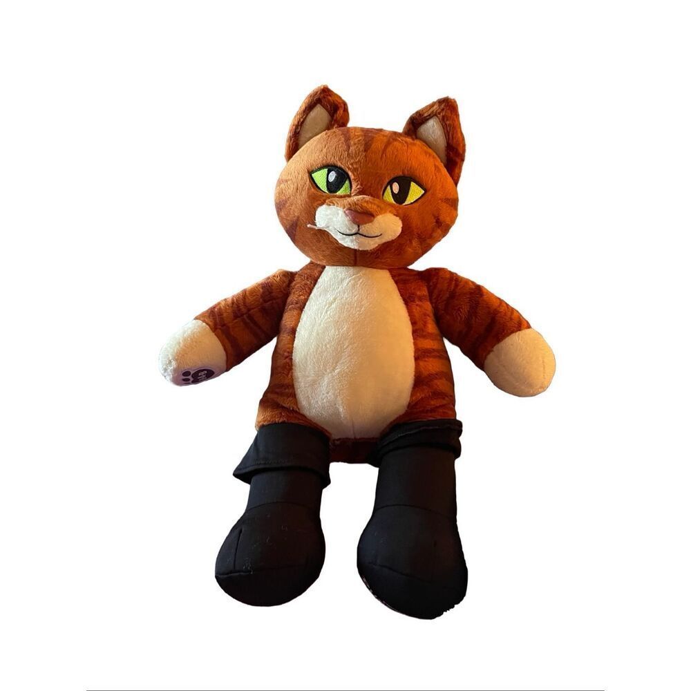 Build-A-Bear Workshop Orange Black Puss in Boots Plush Stuffed Animal 16"